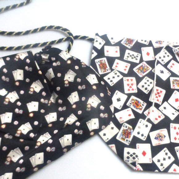 Vintage CARDS Card Deck Card Holder Card Tray Leather Case Silk Bag Bridge - Picture 6 of 11